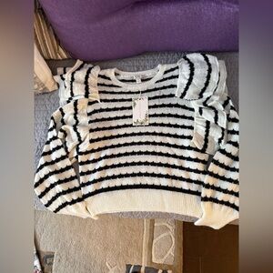 Chelsea & Violet Striped Black and White Sweater - Small